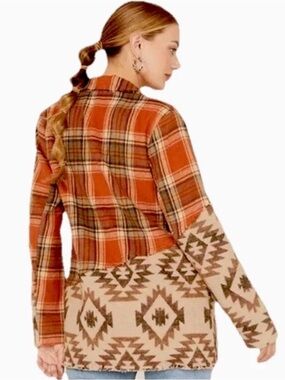 Miss Me Jacket M Plaid Aztec Southwest One Button Blazer Western Rodeo Cowgirl